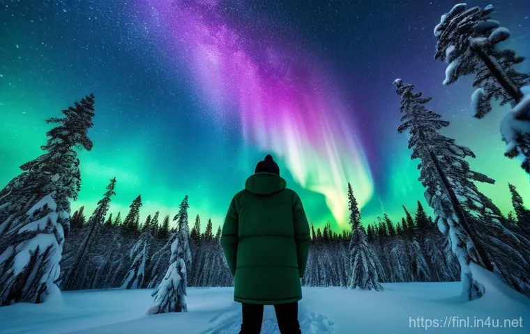 핀란드 워킹 홀리데이 후기 - A gender-neutral person in their late 20s, bundled warmly in a thick winter coat, hat, and gloves, s...