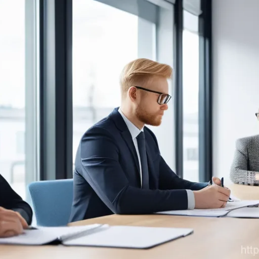 핀란드에서 직장 구하기 어려운 이유 - **Prompt**: A diverse person (wearing business casual attire) sitting at a minimalist, modern desk i...